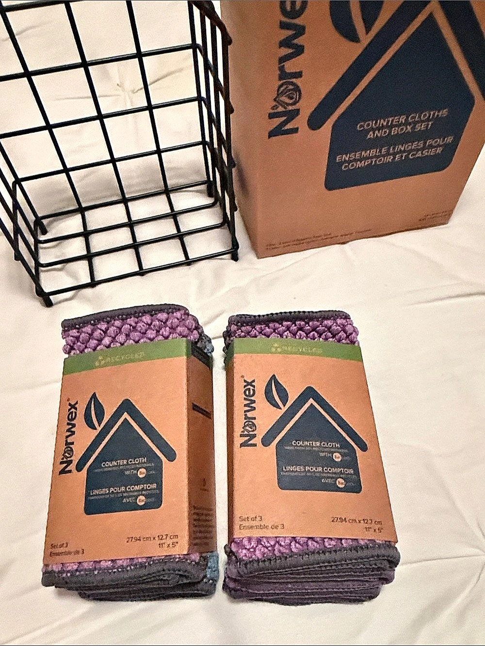 Norwex Counter Cloths and Box Set Purple & Gray NWT